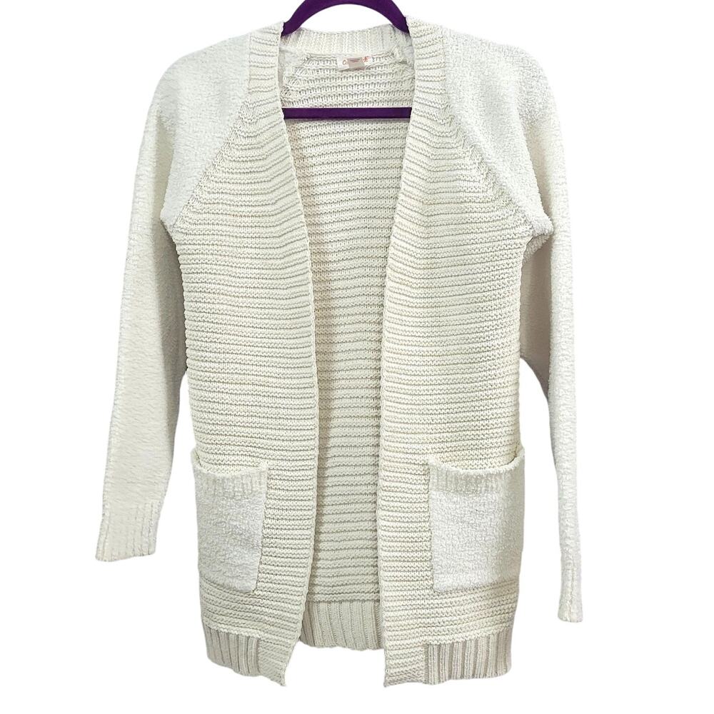 Cat & Jack White with Gold Sparkle Accent Open Cardigan Sweater Sz. Girl's 10/12
